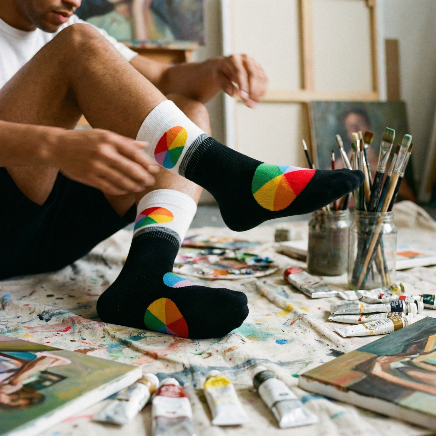Color Wheel Men's Crew Socks | Artsy Designer Gift