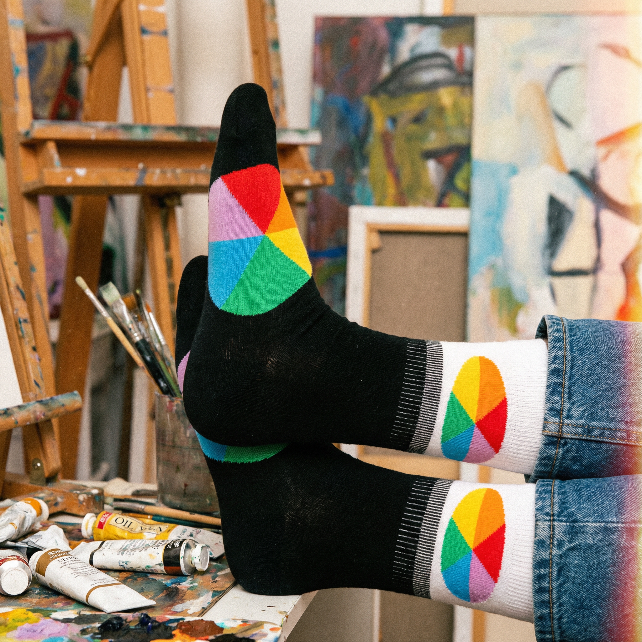 Color Wheel Men's Crew Socks | Artsy Designer Gift – The Bullish Store