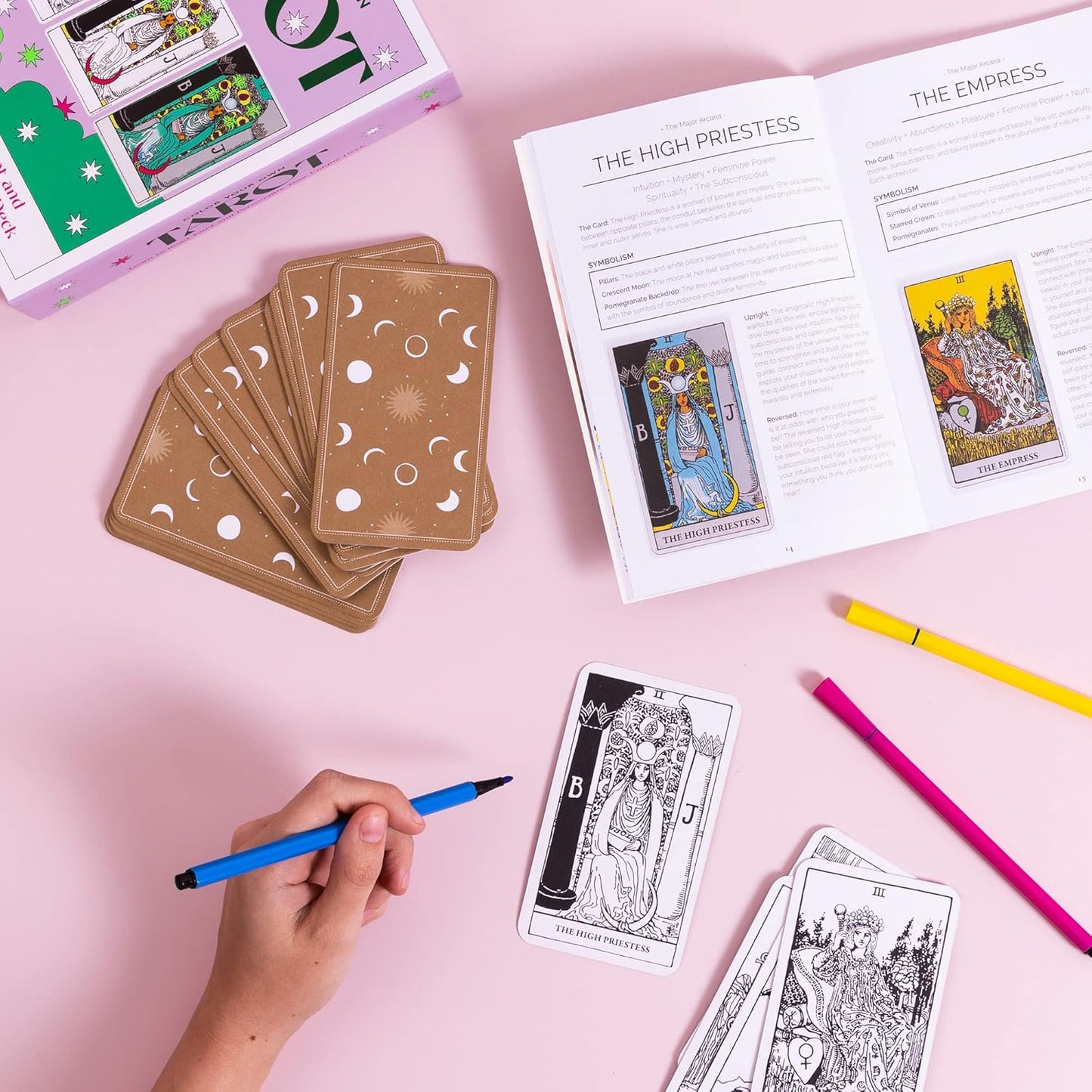 Color Your Own Tarot Card Deck with Guidebook | 78 Fortune-Telling Card Giftable DIY Coloring Craft Project