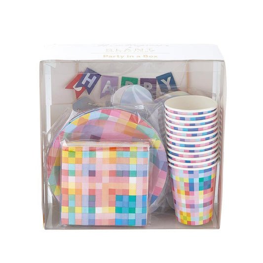 Colorful Birthday Party in a Box | Complete Tableware & Decor Kit (Cups, Plates, Napkins & Garland)