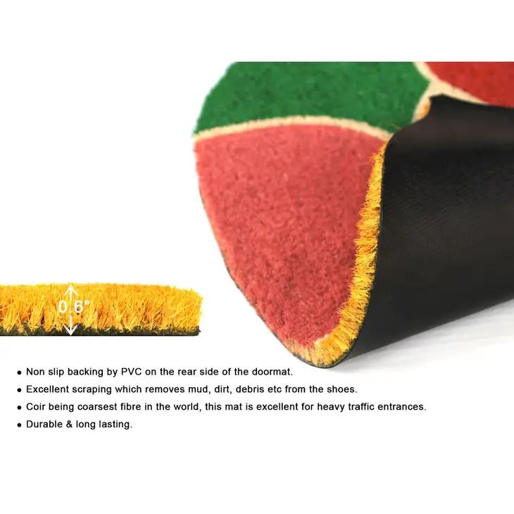 Colorful Lips Doormat in Natural Coir | Non-slip Outdoor Rug 18" X 30"