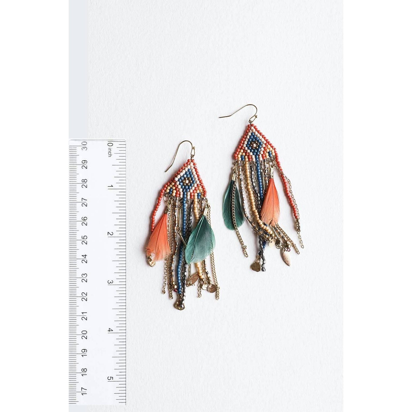 Colorful Mixed Bead Feather Dangle Earrings 🪶 Boho Earrings Fashion Jewelry