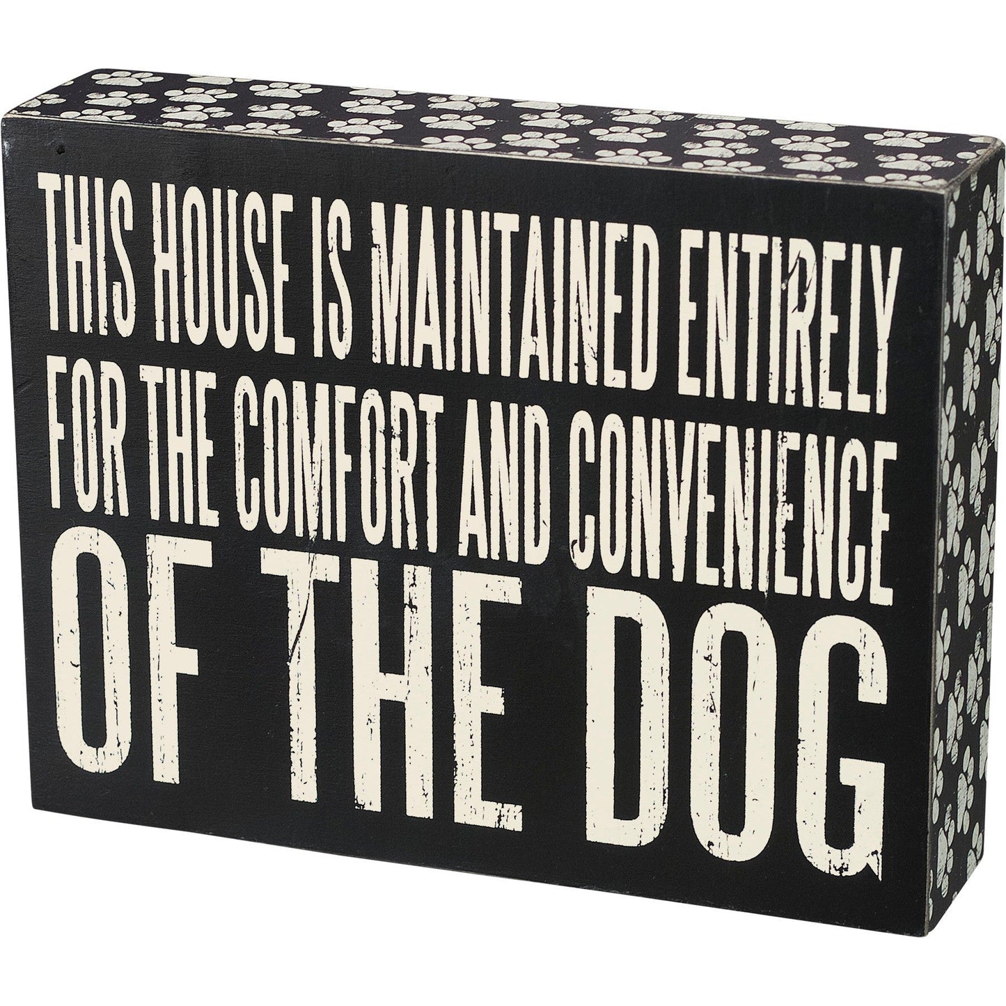Comfort Dog Box Sign | Black And White Wooden Box Decor | 7.50" x 5.75"