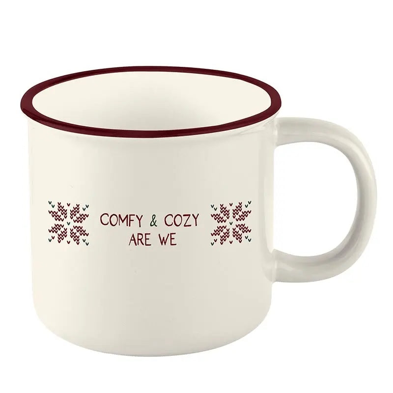 Comfy & Cozy Are We Mug & Sock Gift Set in Red | Holiday Christmas Gift