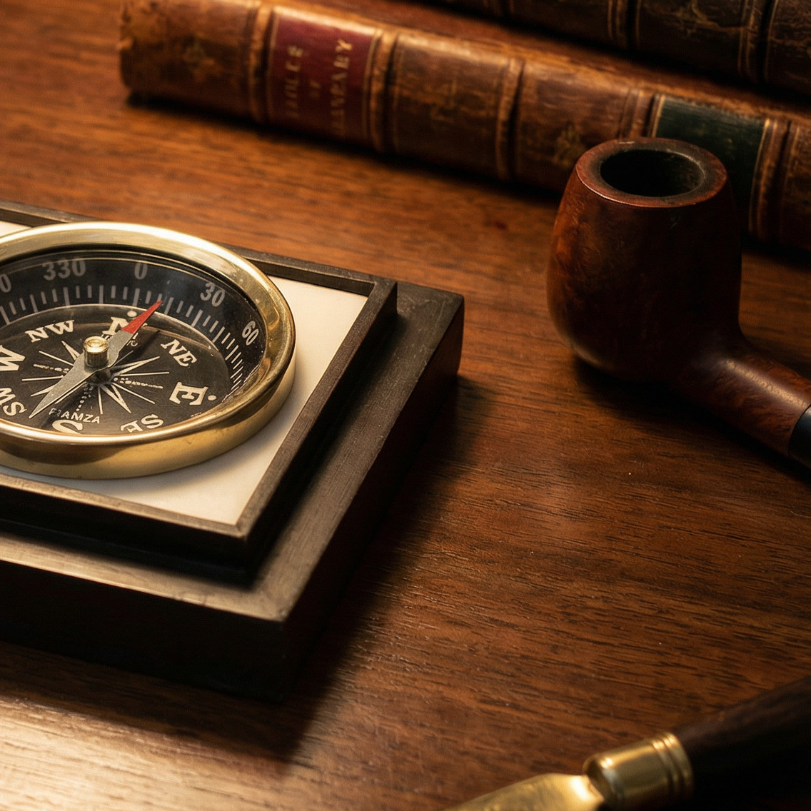 Compass Bone Box with Lift Off Lid Men's Gift | Antique Vintage Style | Home Desk Decor