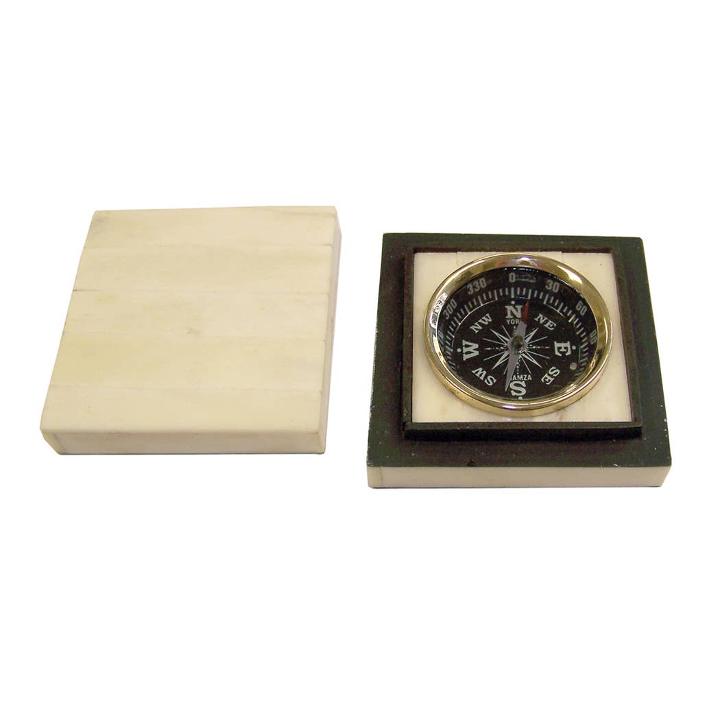 Compass Bone Box with Lift Off Lid- Antique Vintage Style | 3