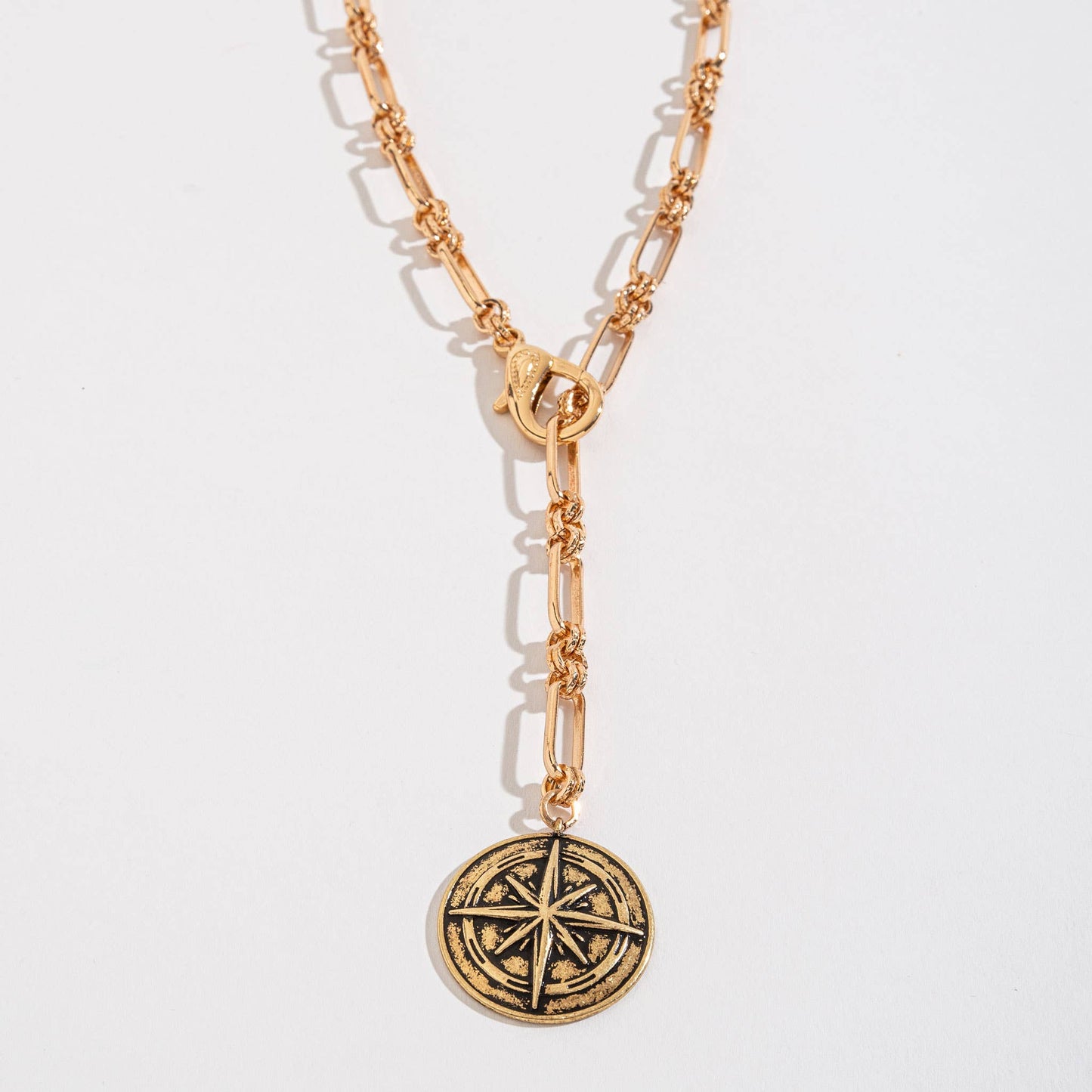Compass Hidden Message Chain Pendant Necklace in Gold, Silver, or Black | "Trust Your Inner Compass" Gift Necklace