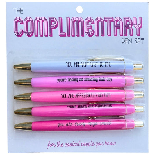 Complimentary Pen Set in Ombré Pink | Black Ink | Set of 5 | You Are Very Easy to Like, You Are Crazy Mega Smart...