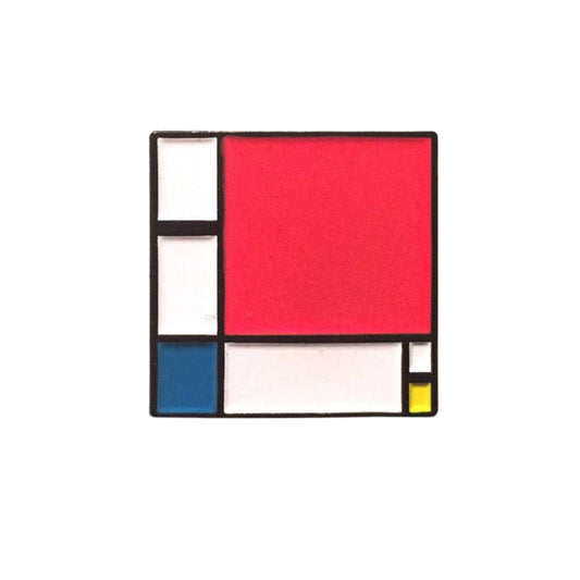 Composition II in Red, Blue, and Yellow Enamel Pin | Mondrian Inspired Art Soft Lapel Pin | 1" x 1"