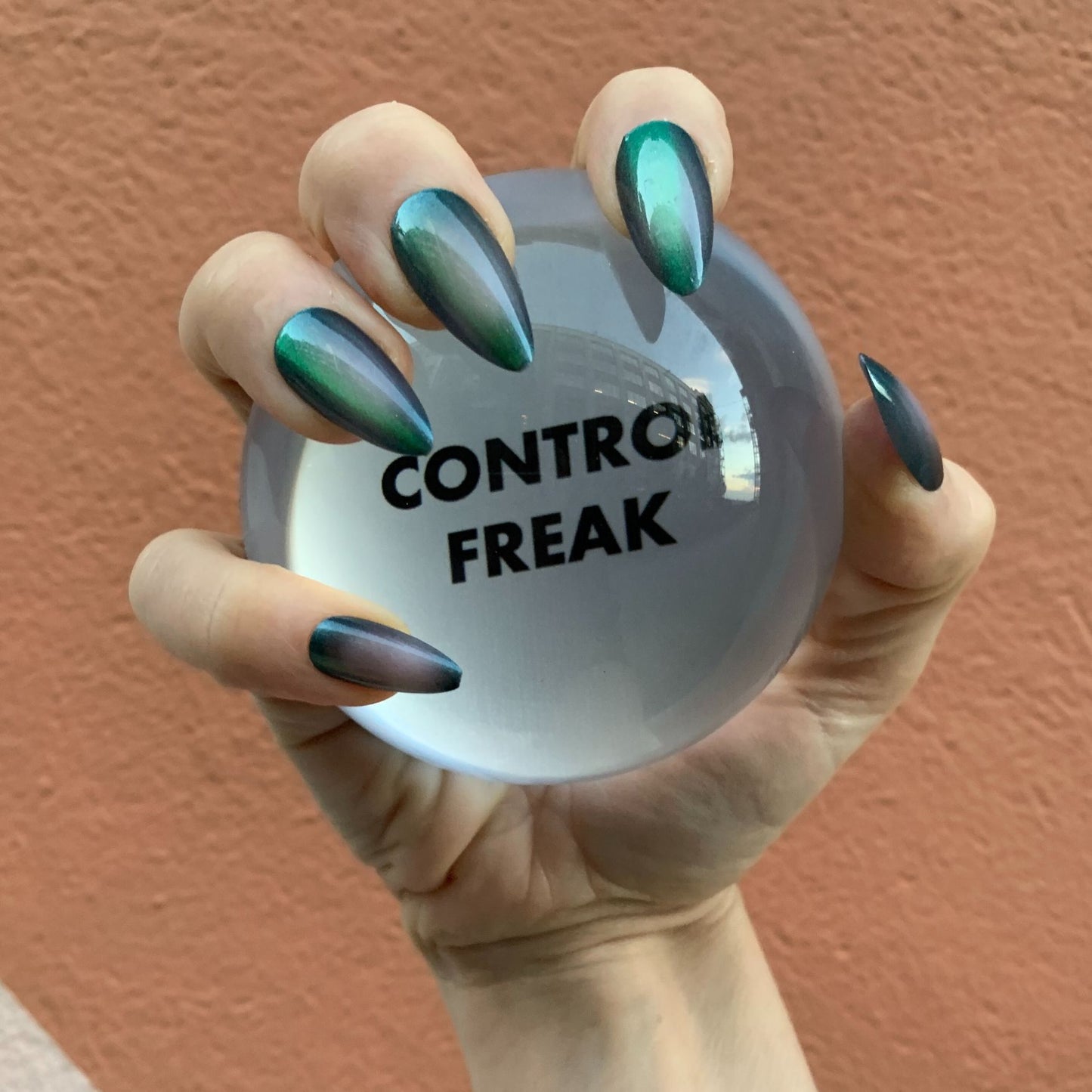 Control Freak Glass Dome Paperweight | Paper Document Holder | Desk Organizer Ornament