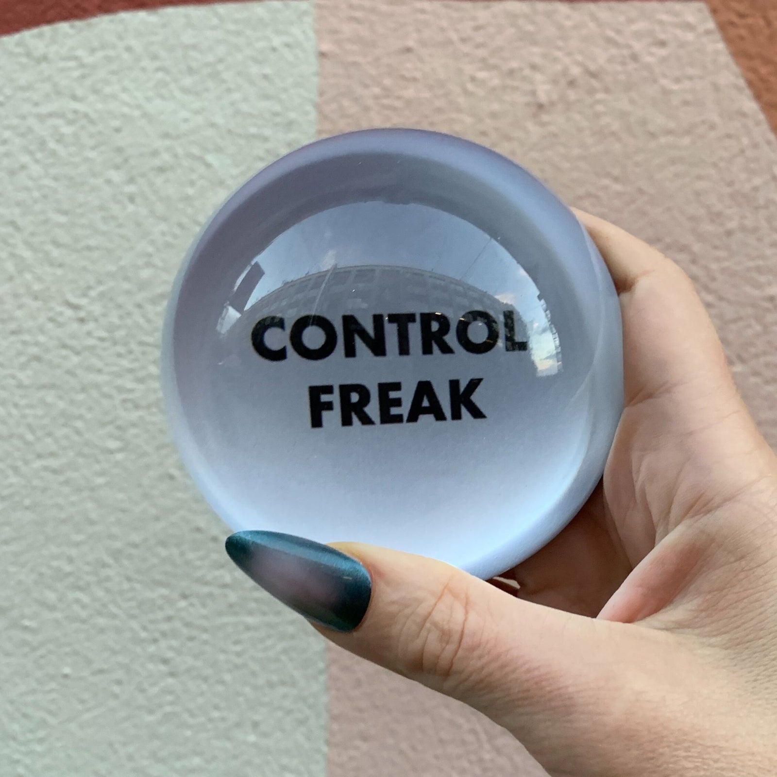 Control Freak Glass Dome Paperweight | Paper Document Holder | Desk Organizer Ornament