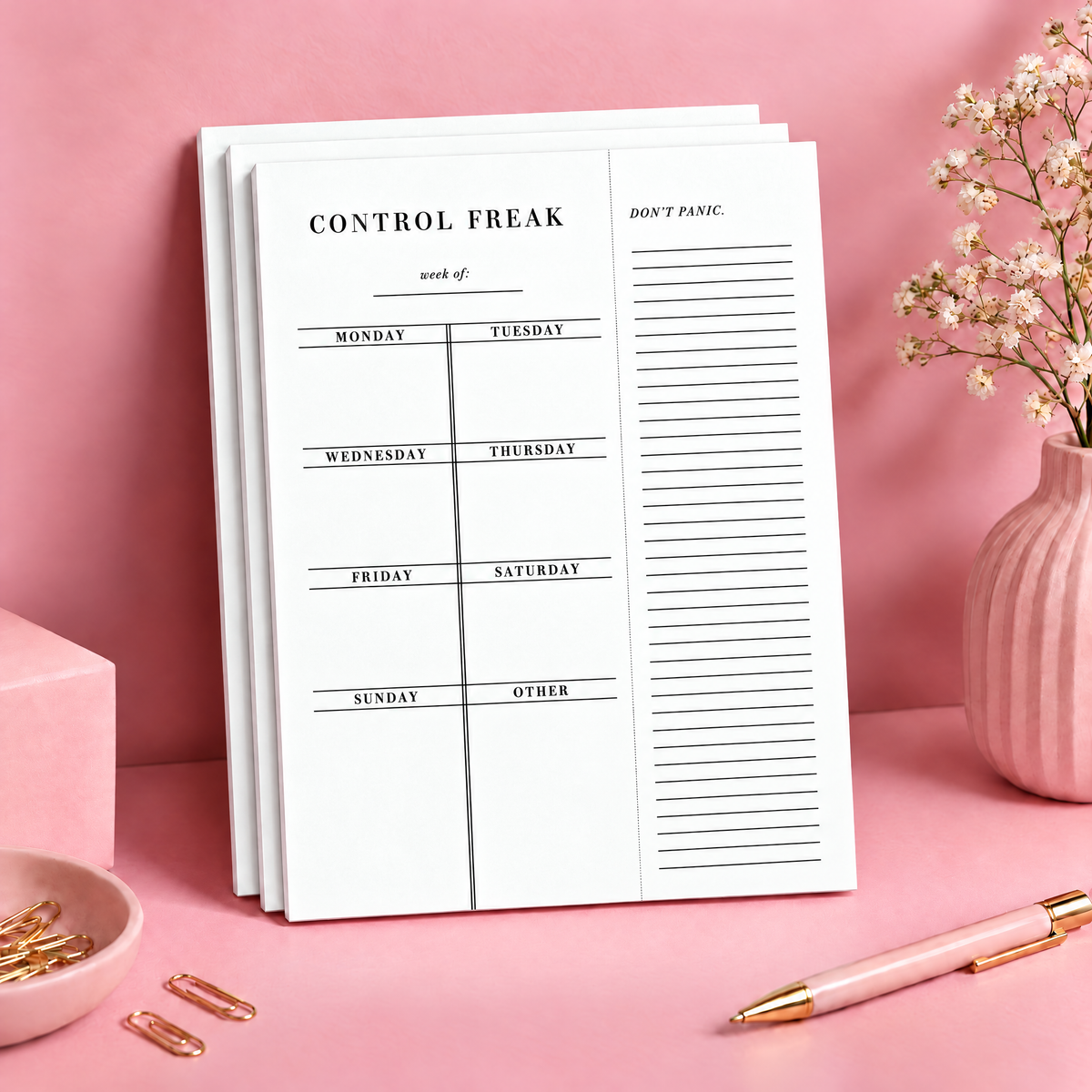Control Freak Weekly List Notepad | 8.5" x 11" Desk Planner-Santa Barbara Design Studio-The Bullish Store