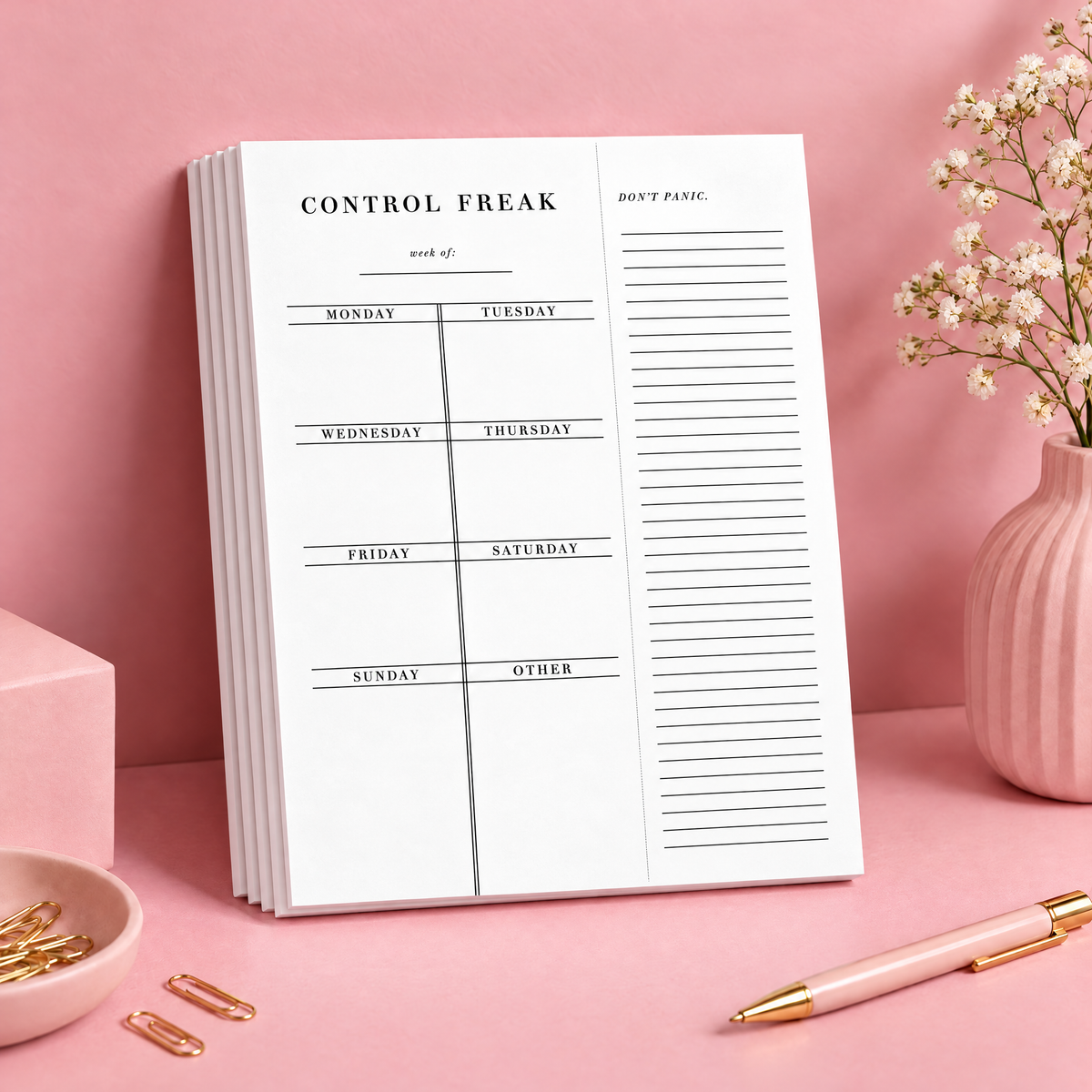 Control Freak Weekly List Notepad | 8.5" x 11" Desk Planner-Santa Barbara Design Studio-The Bullish Store