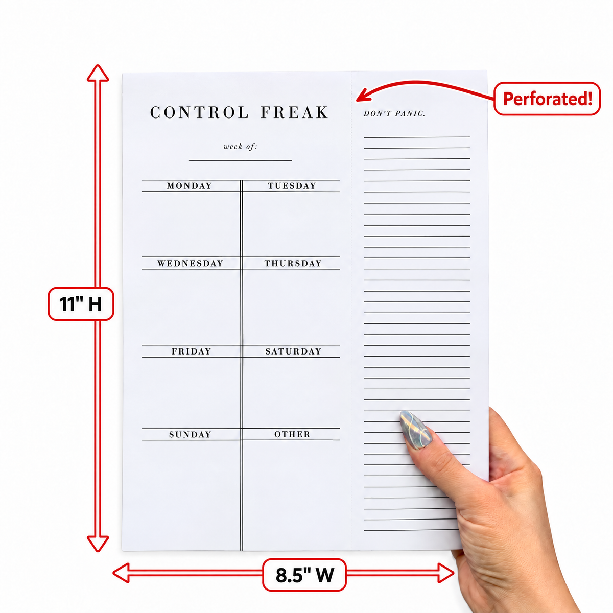Control Freak Weekly List Notepad | 8.5" x 11" Desk Planner-Santa Barbara Design Studio-The Bullish Store