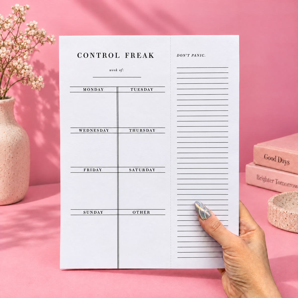 Control Freak Weekly List Notepad | 8.5" x 11" Desk Planner-Santa Barbara Design Studio-The Bullish Store