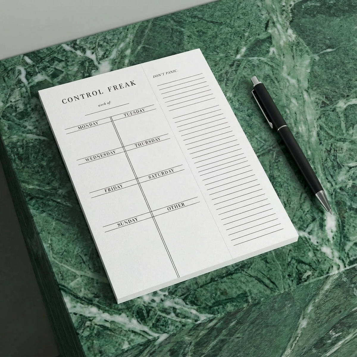 Control Freak Weekly List Notepad | 8.5" x 11" Desk Planner