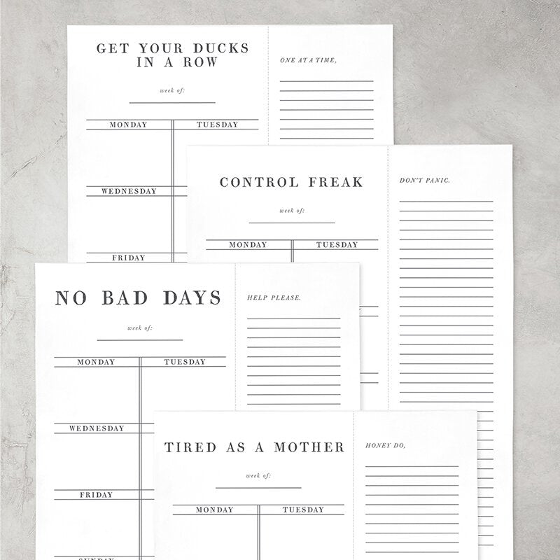 Control Freak Weekly List Notepad | 8.5" x 11" Desk Planner