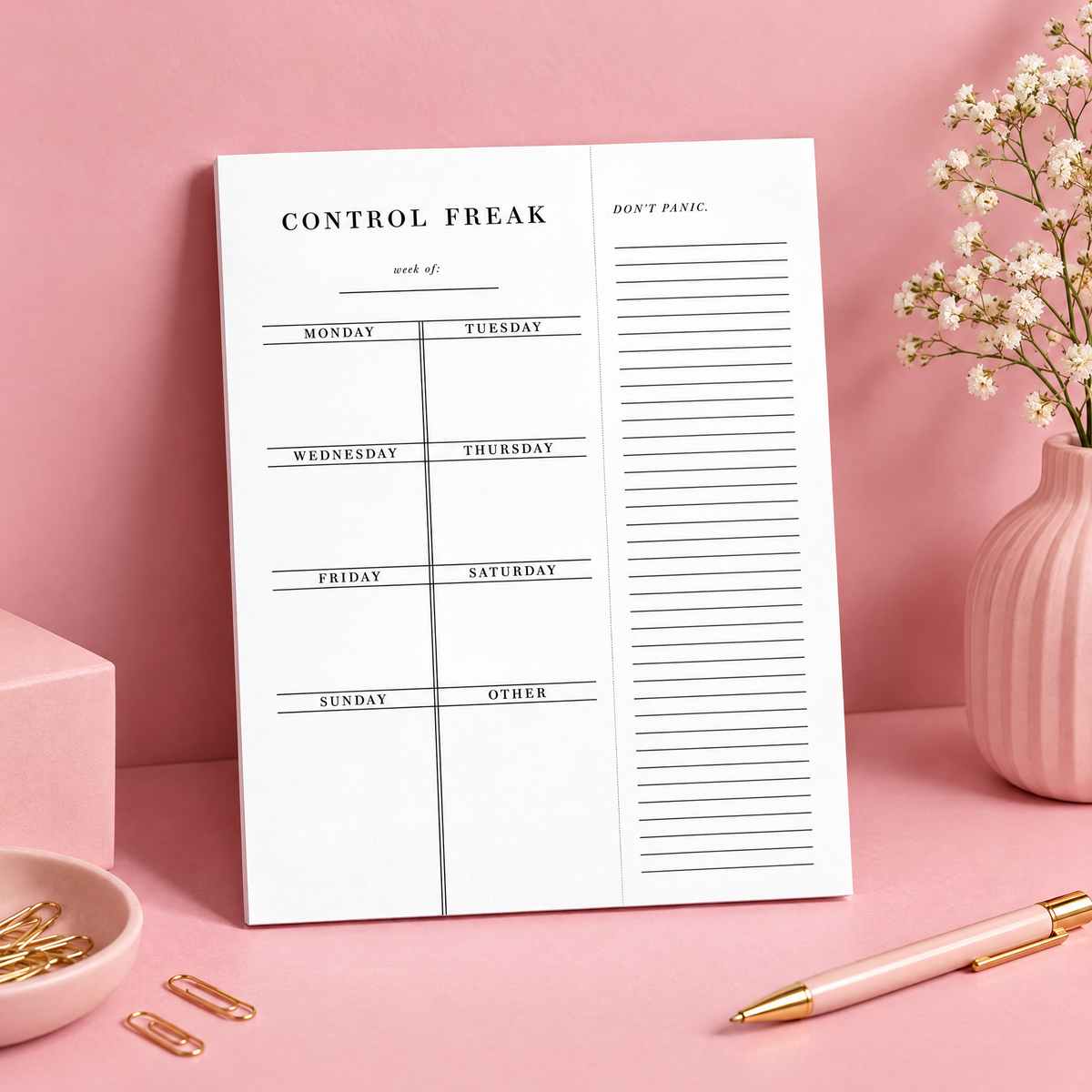 Control Freak Weekly List Notepad | 8.5" x 11" Desk Planner-Santa Barbara Design Studio-The Bullish Store