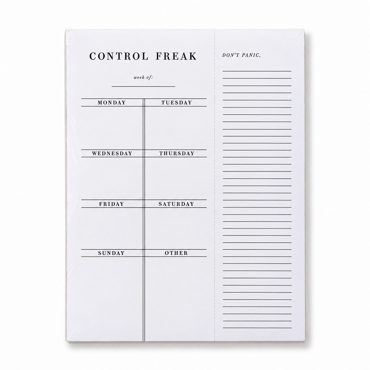 Control Freak Weekly List Notepad | 8.5" x 11" Desk Planner-Santa Barbara Design Studio-The Bullish Store