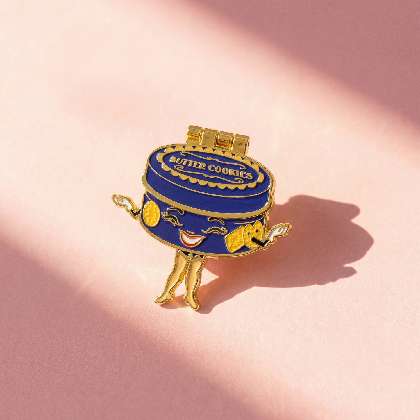 Cookie Tin Hinge Moving Enamel Pin | Nostalgic Danish Butter Cookie Box Pin