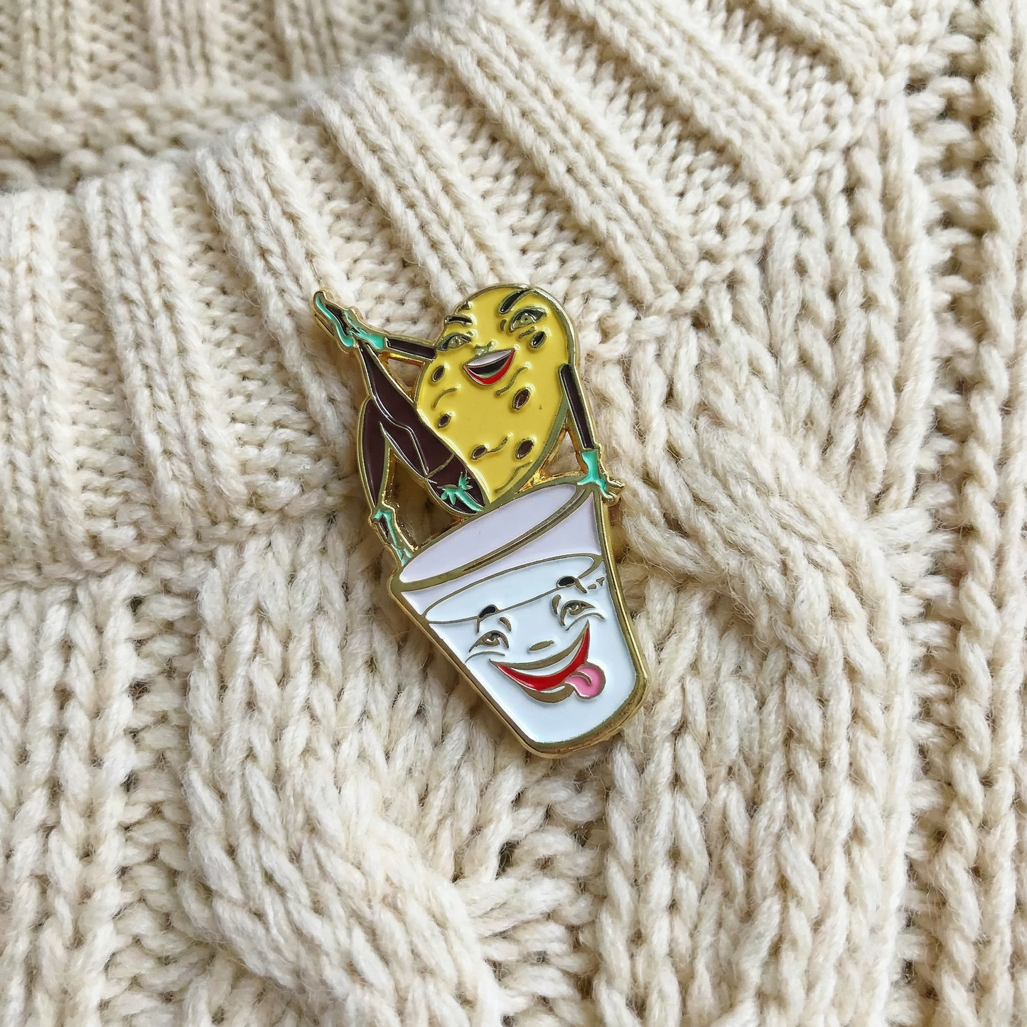 Cookie and Milk Soft Enamel Pin with Glitter | Cute Dessert Lapel Pin