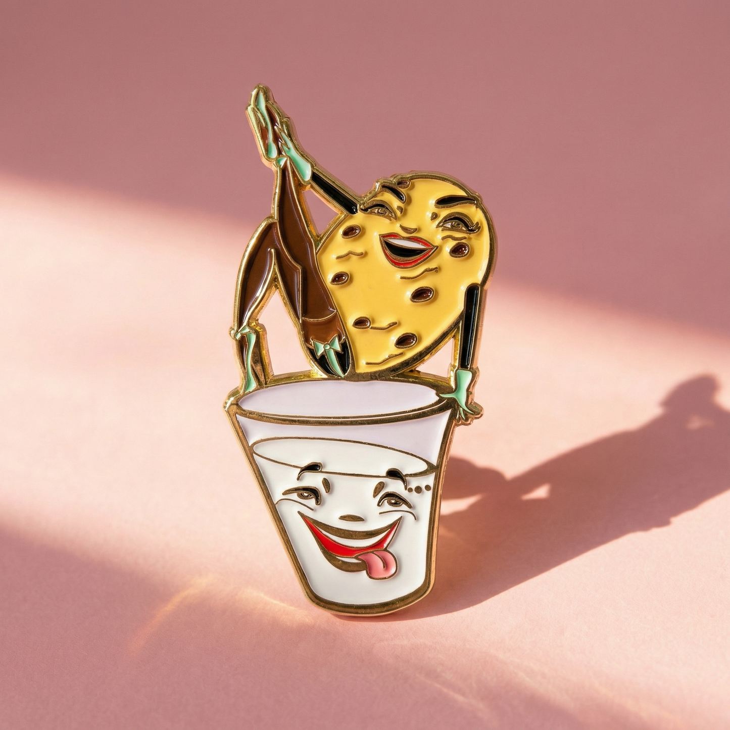 Cookie and Milk Soft Enamel Pin with Glitter | Cute Dessert Lapel Pin