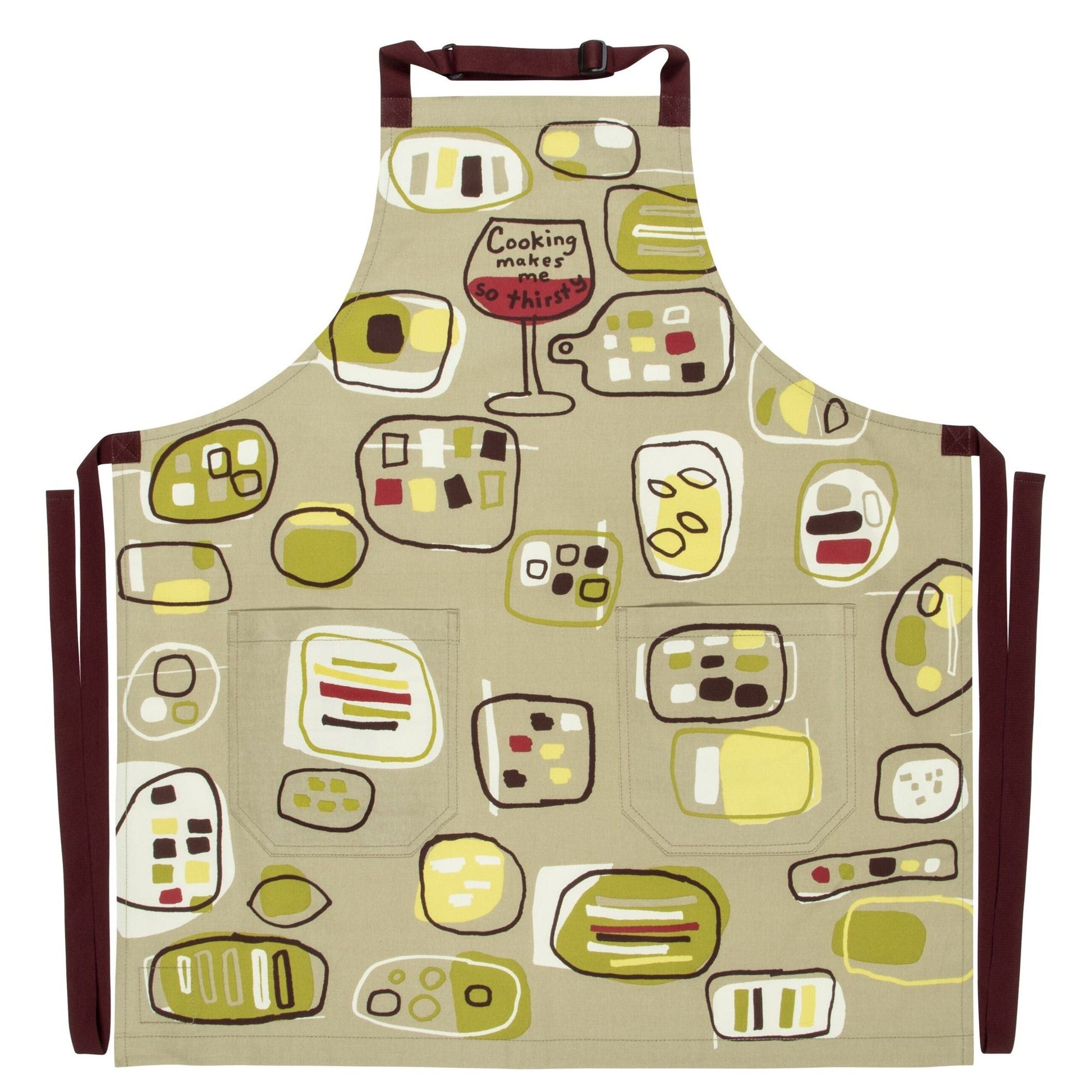 Cooking Makes Me So Thirsty Funny Cooking and BBQ Apron Unisex 2 Pockets Adjustable Strap 100% | BlueQ at GetBullish