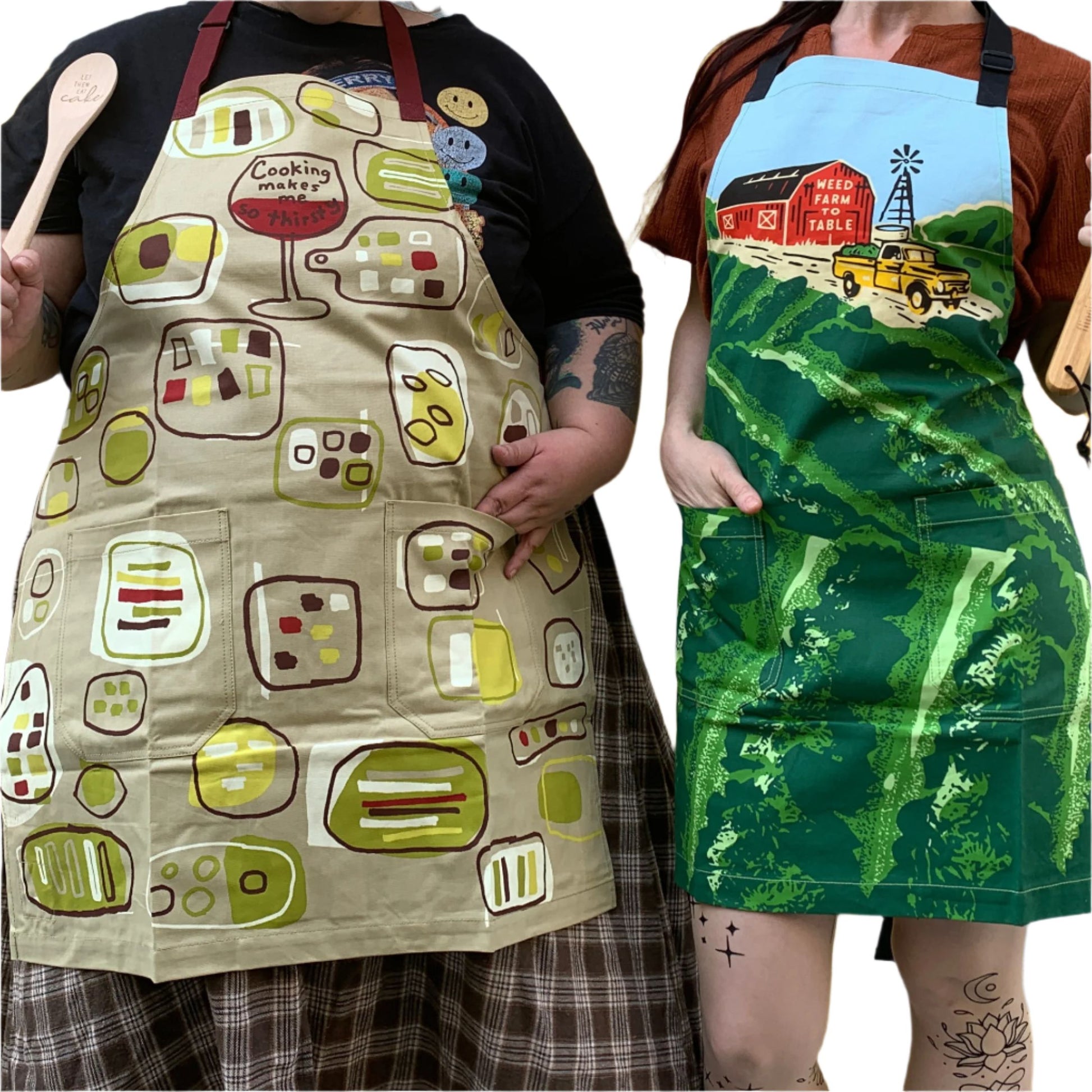 Cooking Makes Me So Thirsty Funny Cooking and BBQ Apron Unisex 2 Pockets Adjustable Strap 100% | BlueQ at GetBullish