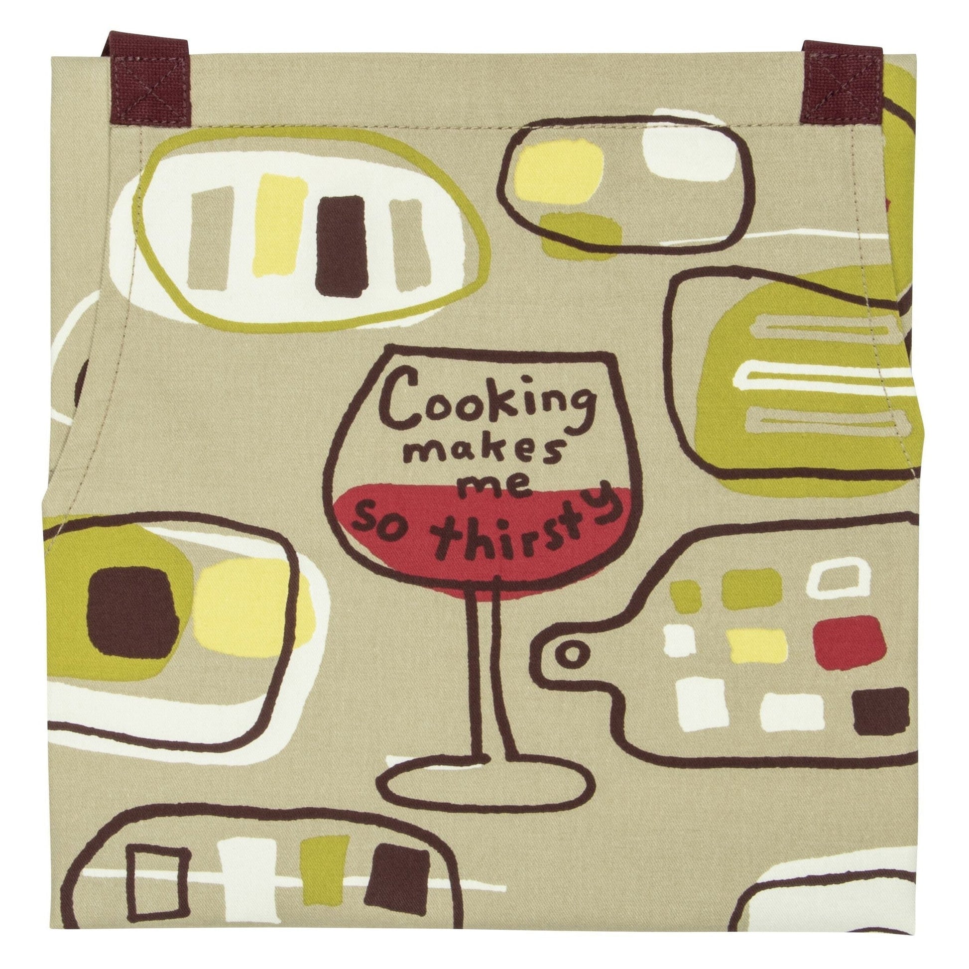 Cooking Makes Me So Thirsty Funny Cooking and BBQ Apron Unisex 2 Pockets Adjustable Strap 100% | BlueQ at GetBullish