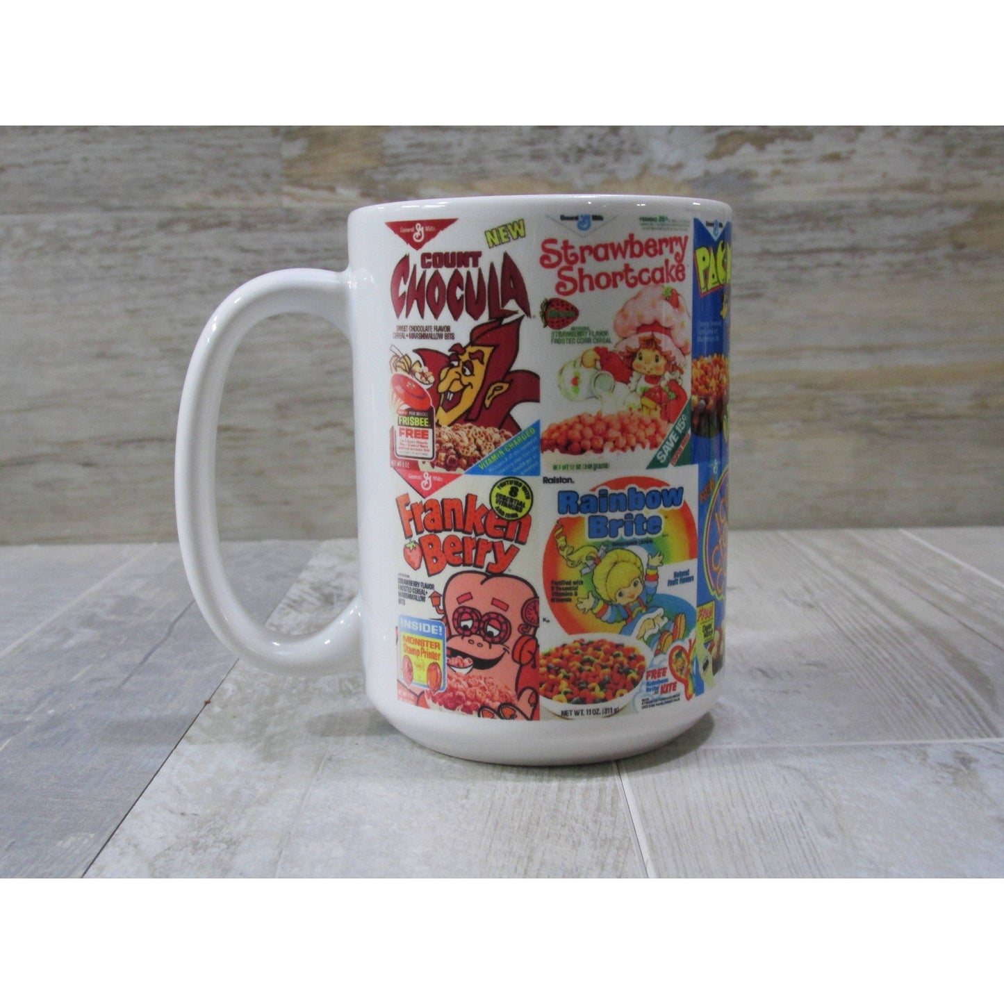 Cool Vintage 1980s Cereal Box Hand Printed Ceramic Mug | Coffee Tea Cup | 15oz