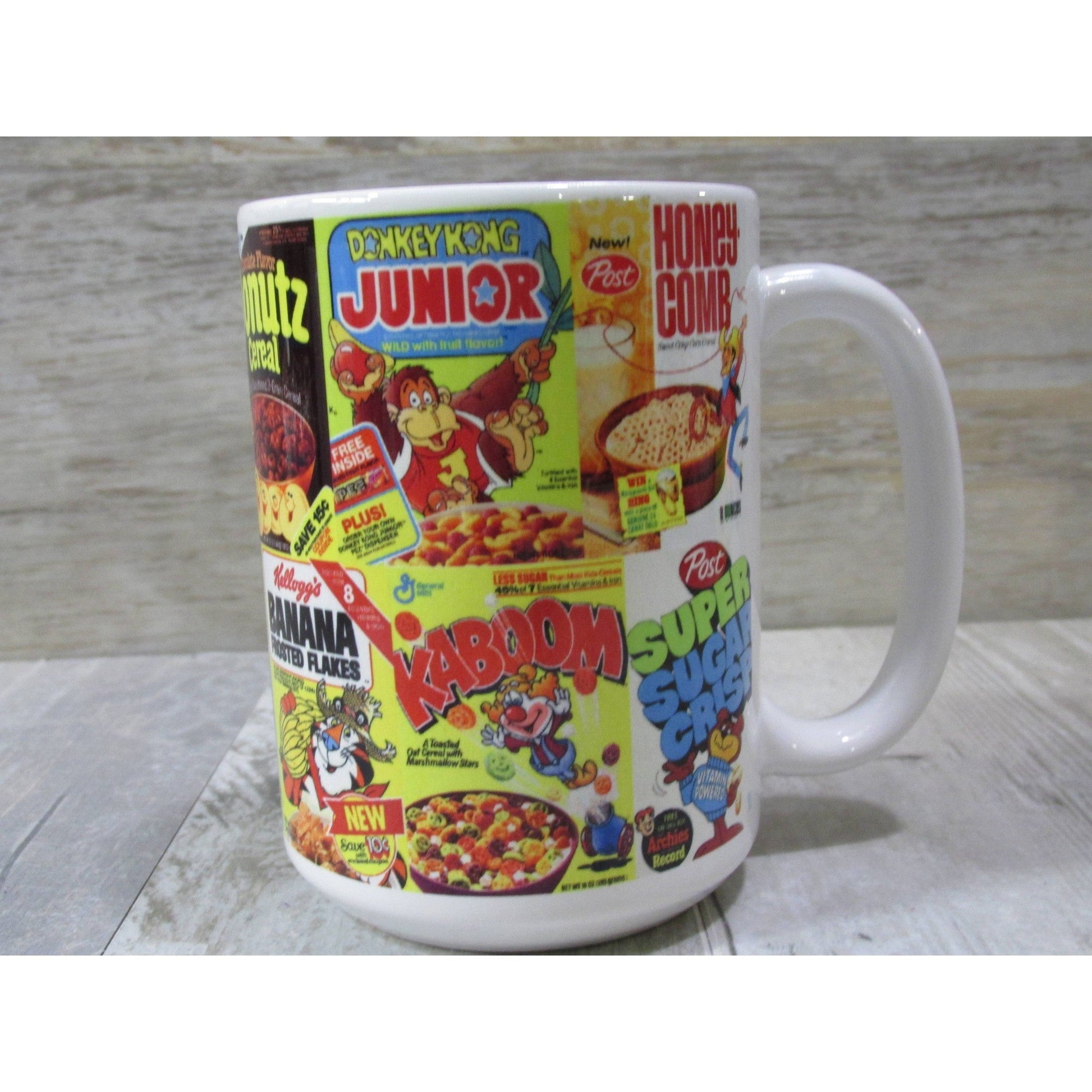 Cool Vintage 1980s Cereal Box Hand Printed Ceramic Mug | Coffee Tea Cup | 15oz