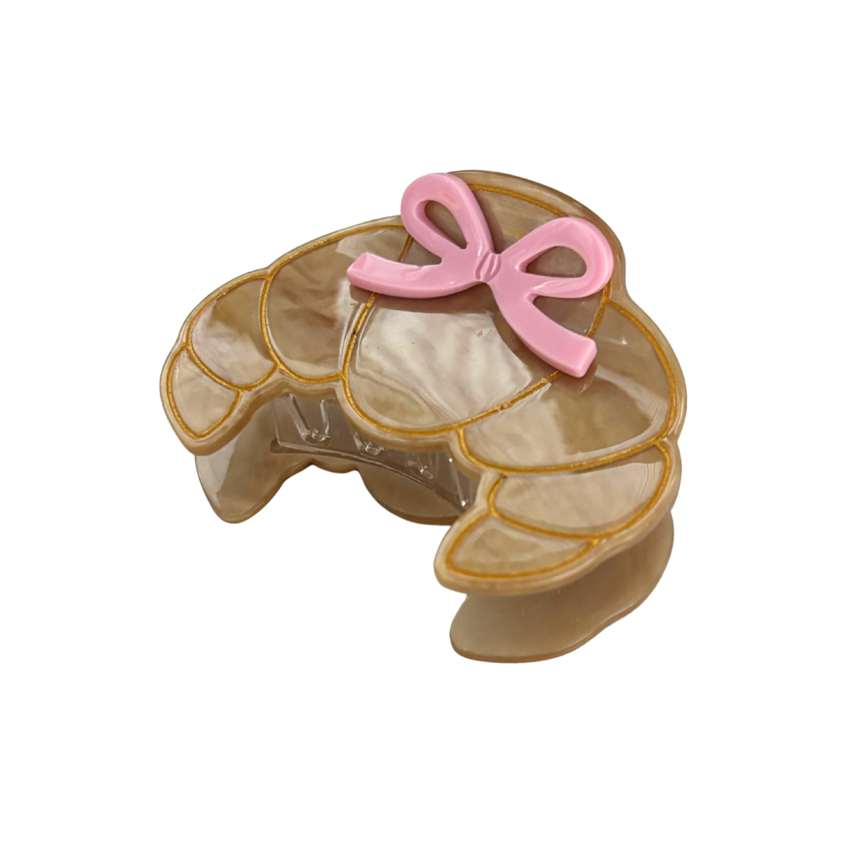 Coquette Croissant Mini Hair Claw with Pink Bows | Velvet Claws | 2.75"-Velvet Claws-The Bullish Store