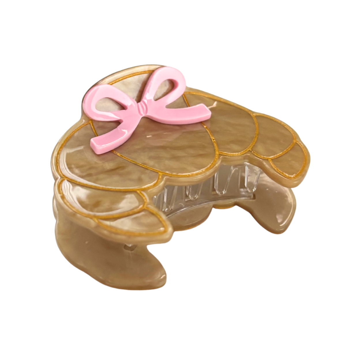 Coquette Croissant Mini Hair Claw with Pink Bows | Velvet Claws | 2.75"-Velvet Claws-The Bullish Store