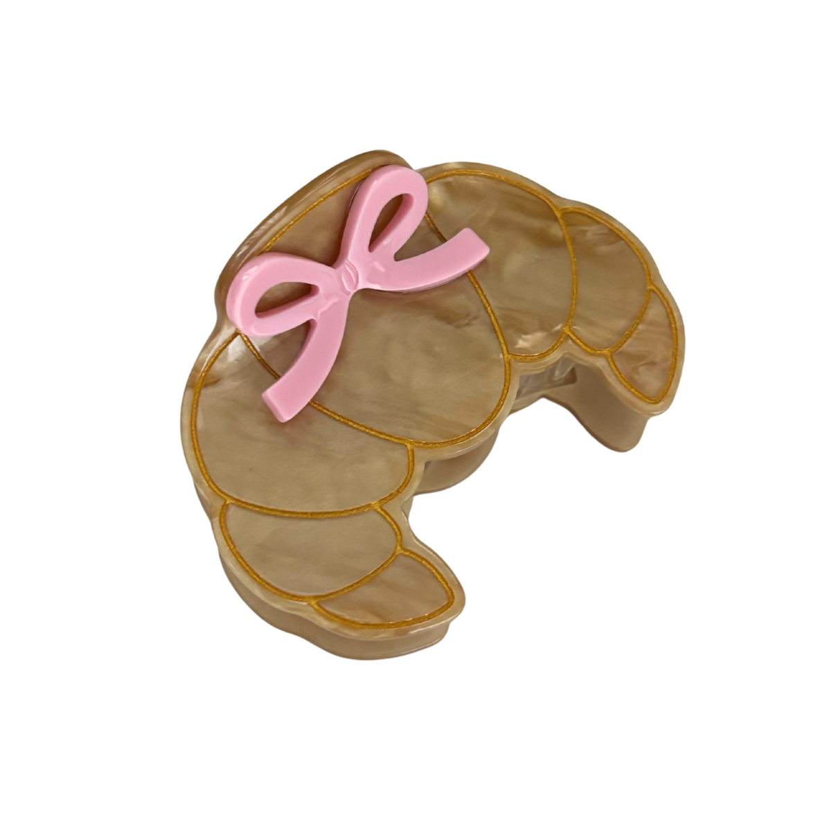 Coquette Croissant Mini Hair Claw with Pink Bows | Velvet Claws | 2.75"-Velvet Claws-The Bullish Store