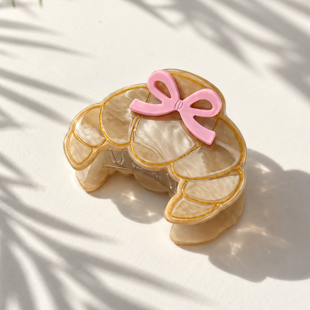 Coquette Croissant Mini Hair Claw with Pink Bows | Velvet Claws | 2.75"-Velvet Claws-The Bullish Store