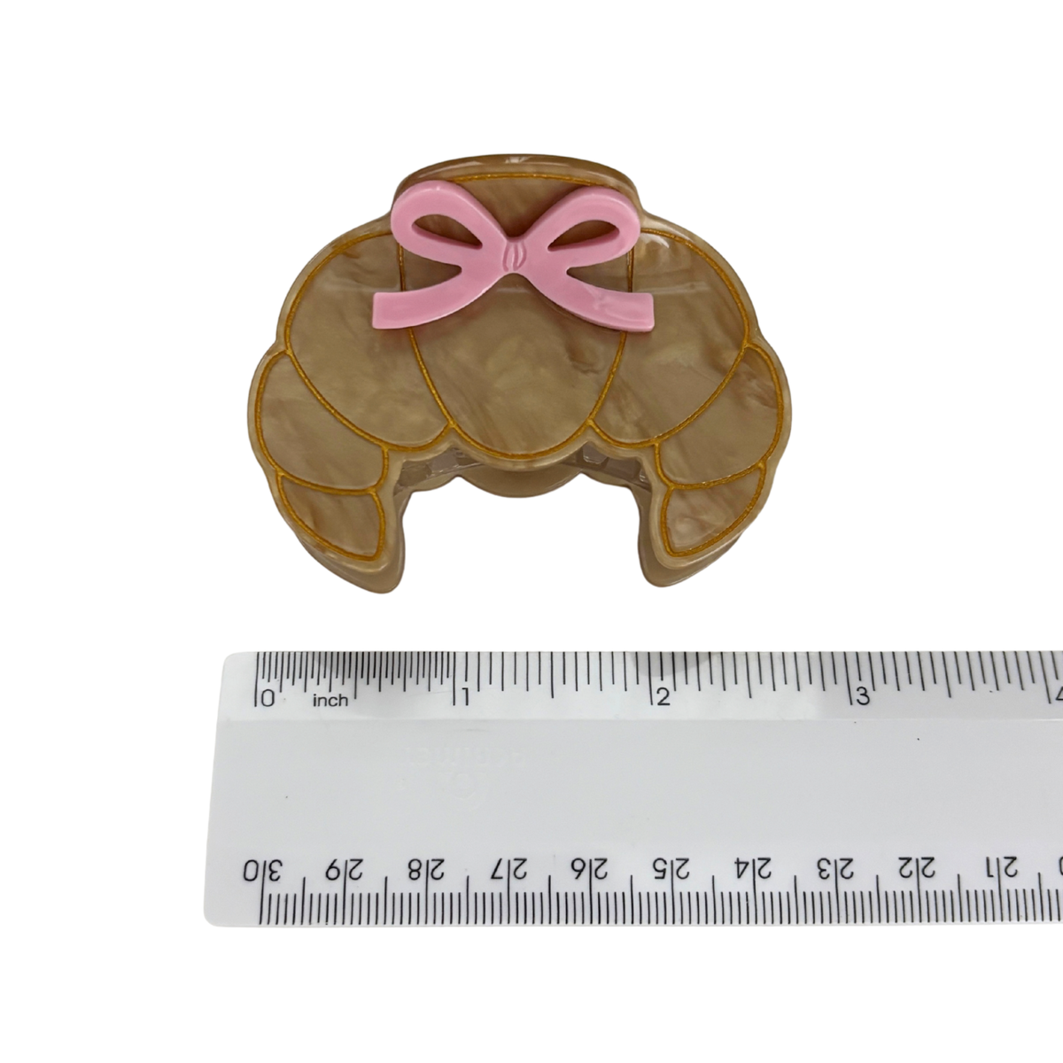 Coquette Croissant Mini Hair Claw with Pink Bows | Velvet Claws | 2.75"-Velvet Claws-The Bullish Store