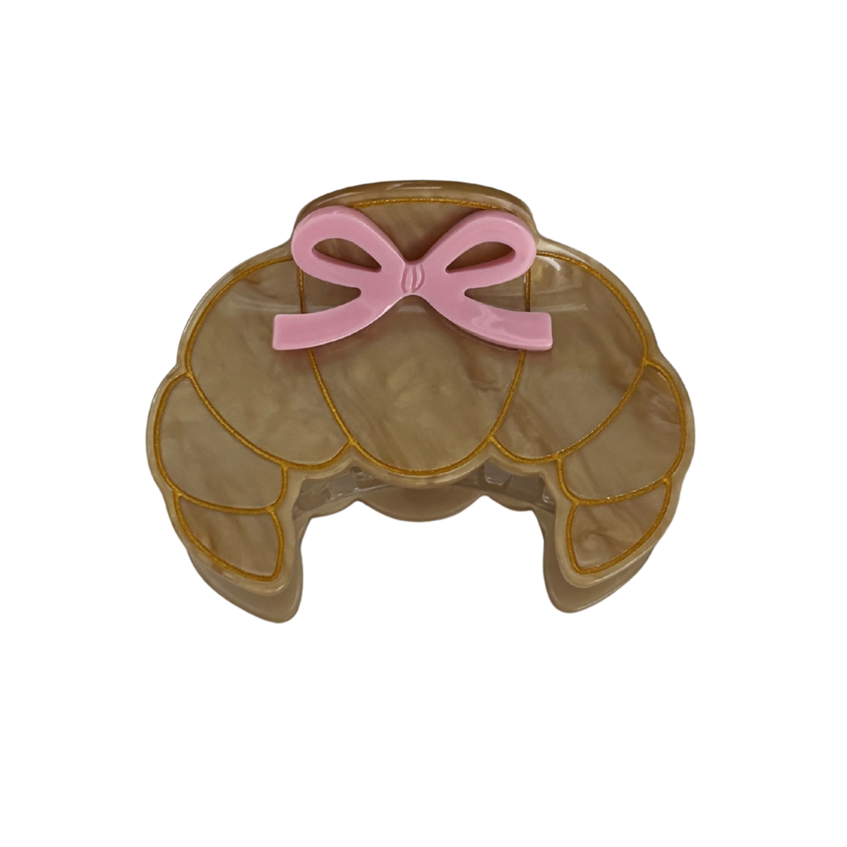 Coquette Croissant Mini Hair Claw with Pink Bows | Velvet Claws | 2.75"-Velvet Claws-The Bullish Store