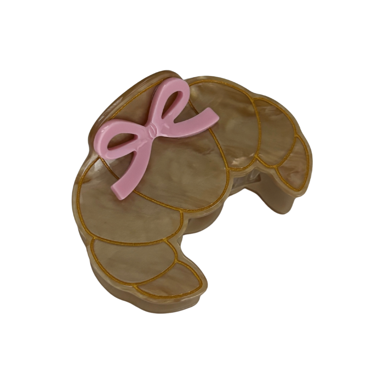 Coquette Croissant Mini Hair Claw with Pink Bows | Velvet Claws | 2.75"-Velvet Claws-The Bullish Store