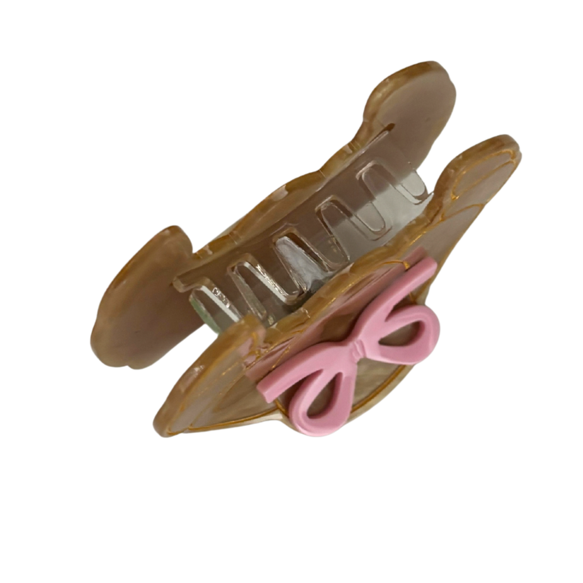 Coquette Croissant Mini Hair Claw with Pink Bows | Velvet Claws | 2.75"-Velvet Claws-The Bullish Store