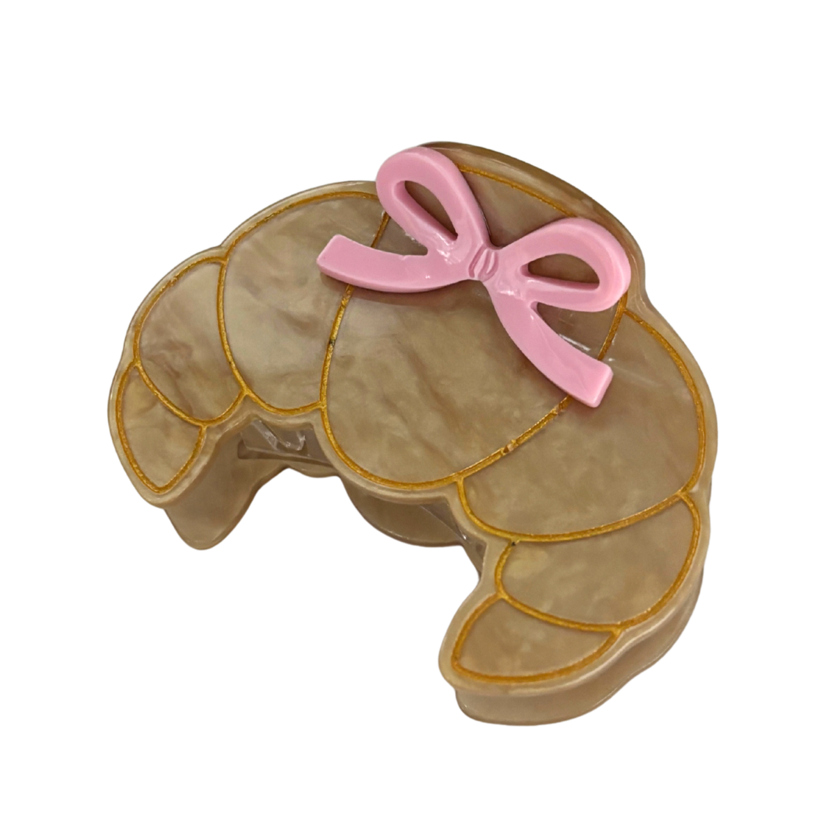 Coquette Croissant Mini Hair Claw with Pink Bows | Velvet Claws | 2.75"-Velvet Claws-The Bullish Store