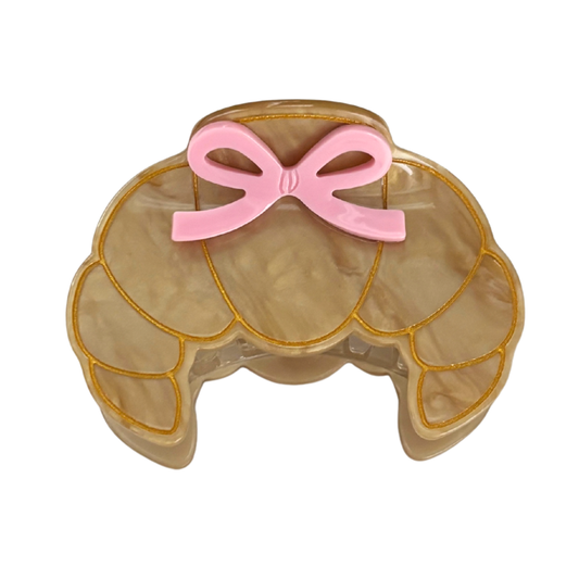 Coquette Croissant Mini Hair Claw with Pink Bows | Velvet Claws | 2.75"-Velvet Claws-The Bullish Store