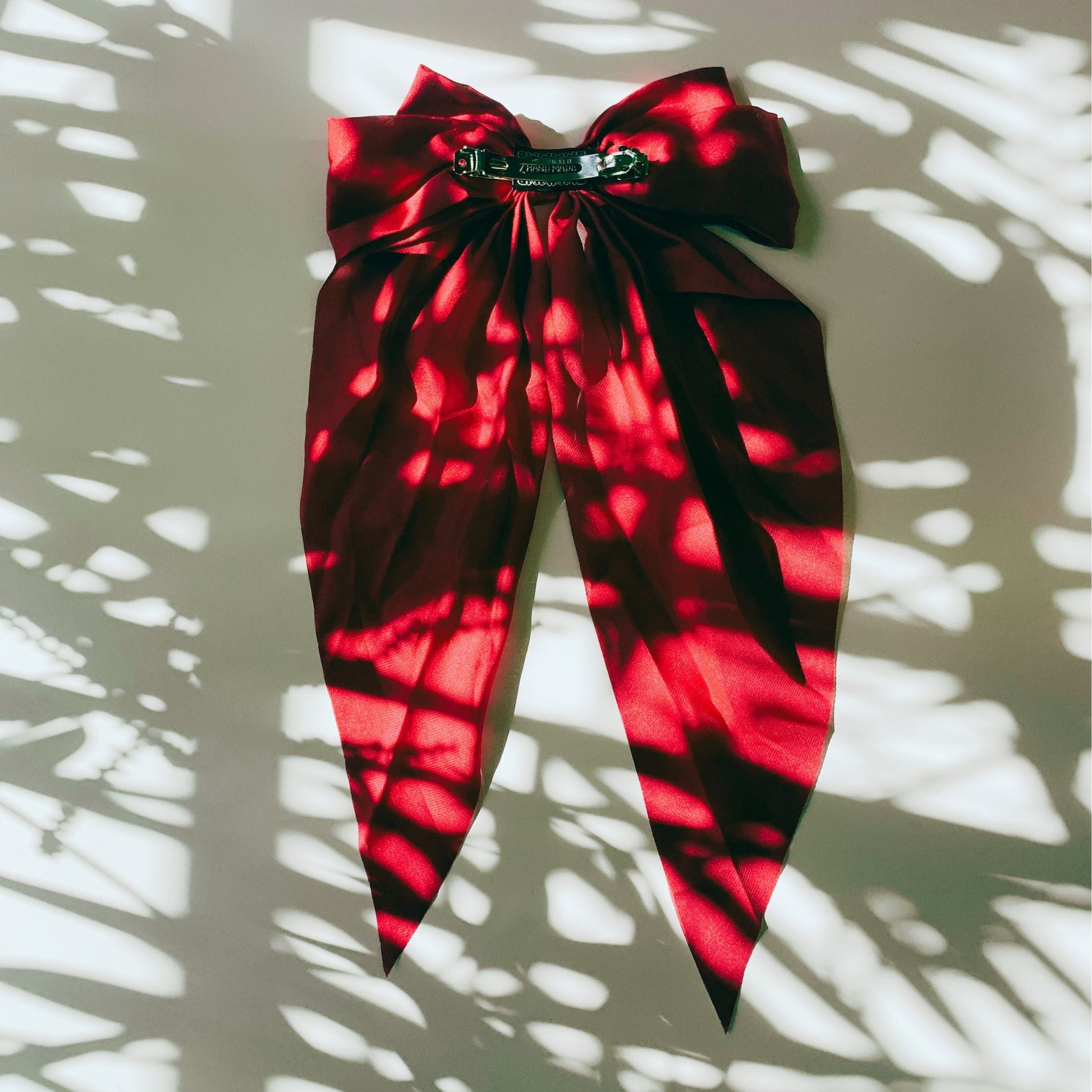 Coquette Drapey Extra Long Hair Bow in Red | Hair Clip in Velvet Travel Bag