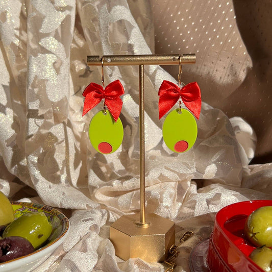 Coquette Olive Earrings | Handmade