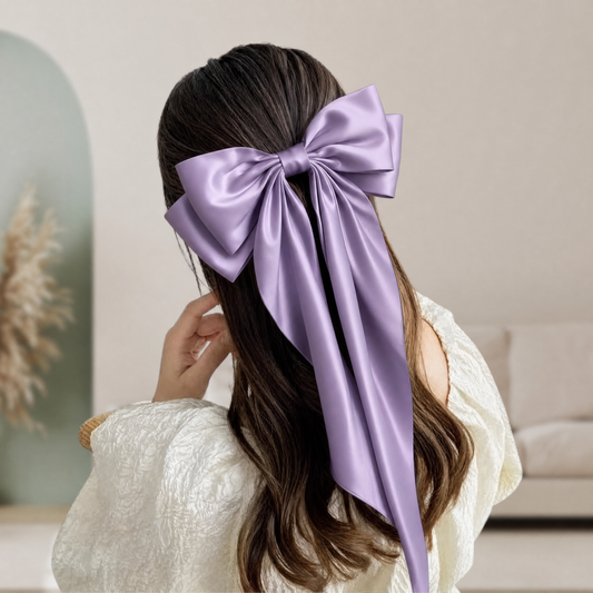 Coquettecore Extra Long Satin Hair Bow in 8 Colors-Paper & Quartz-The Bullish Store
