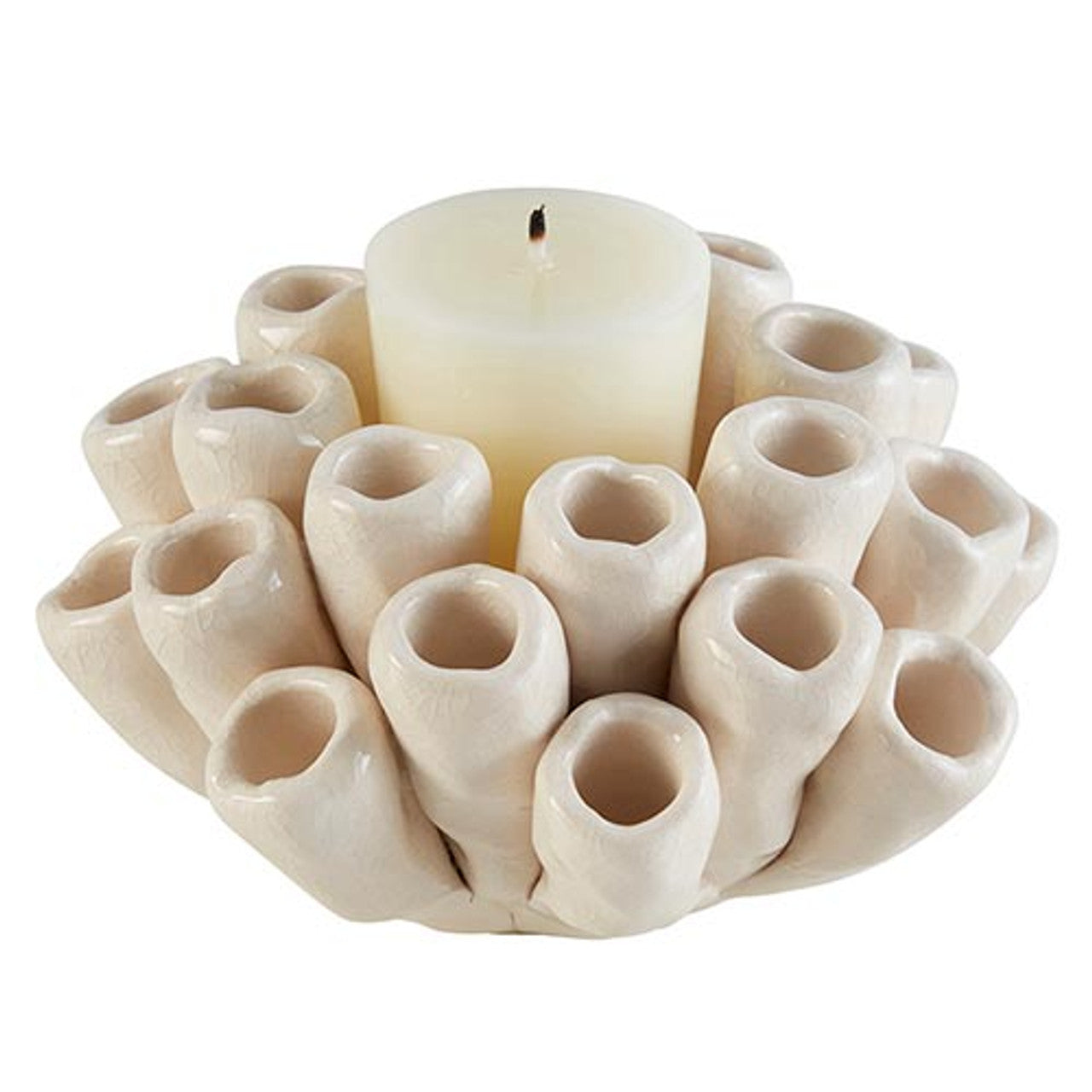 Coral Statue Candle Holder | Ceramic Sculpture Home Decor | 5" x 3"