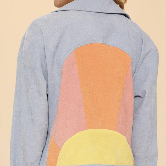 Corduroy Jacket with Sunburst Back Detail | Retro Button Front Jacket with Pockets [Available in SM-XL]