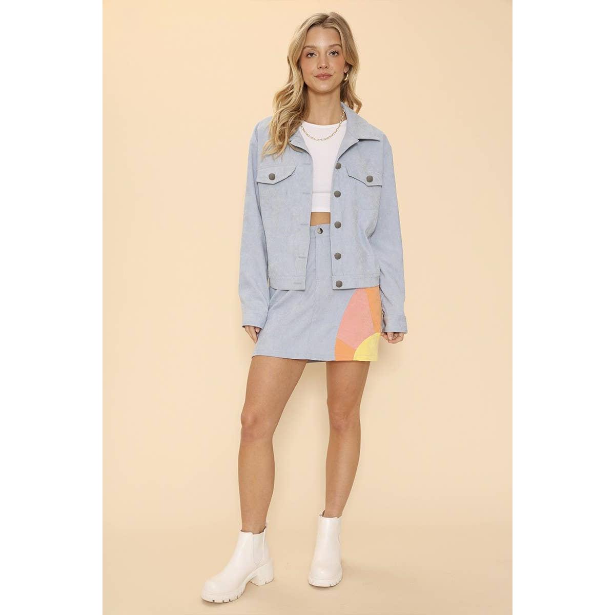 Corduroy Ultralight Jacket or Shacket with Retro Sunburst Back Detail