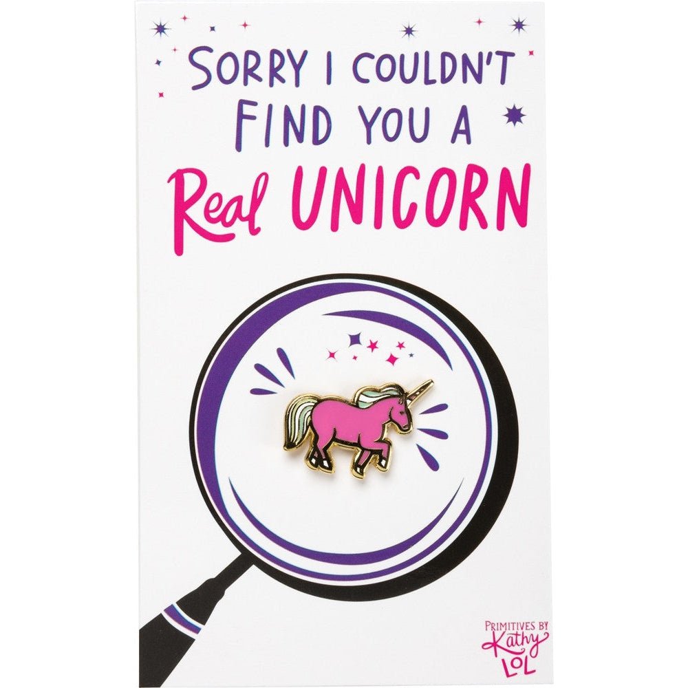 Couldn't Find You A Real Unicorn Enamel Pin on Gift Card