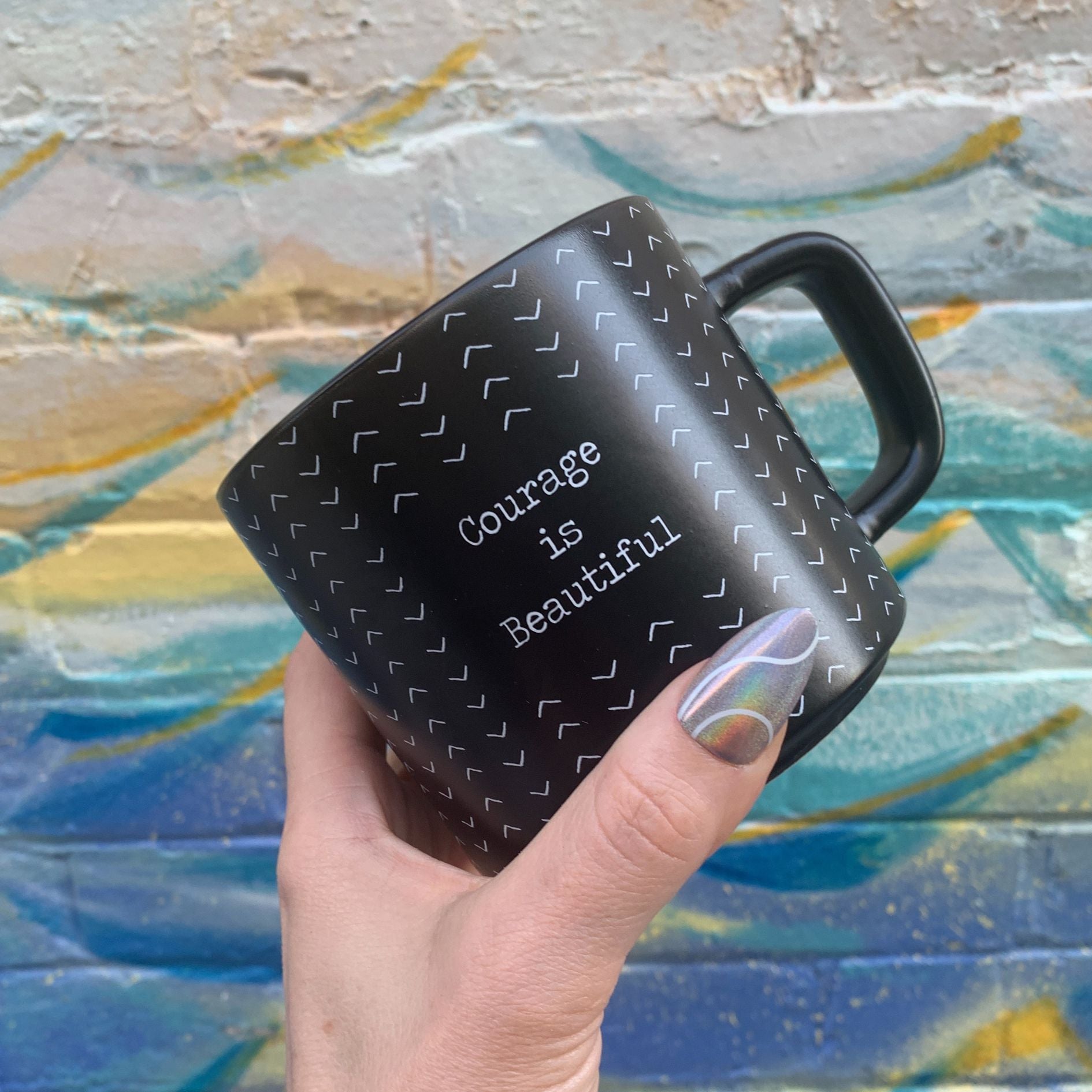 Courage Is Beautiful Stackable Mug | Stoneware Coffee Tea Cup | 14oz.