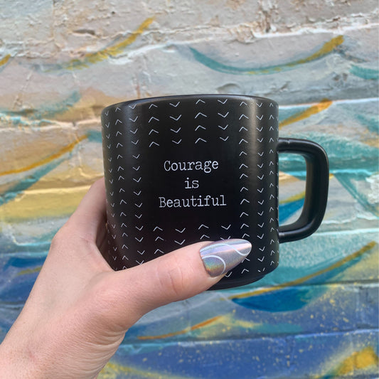 Courage Is Beautiful Stackable Mug | Stoneware Coffee Tea Cup | 14oz.